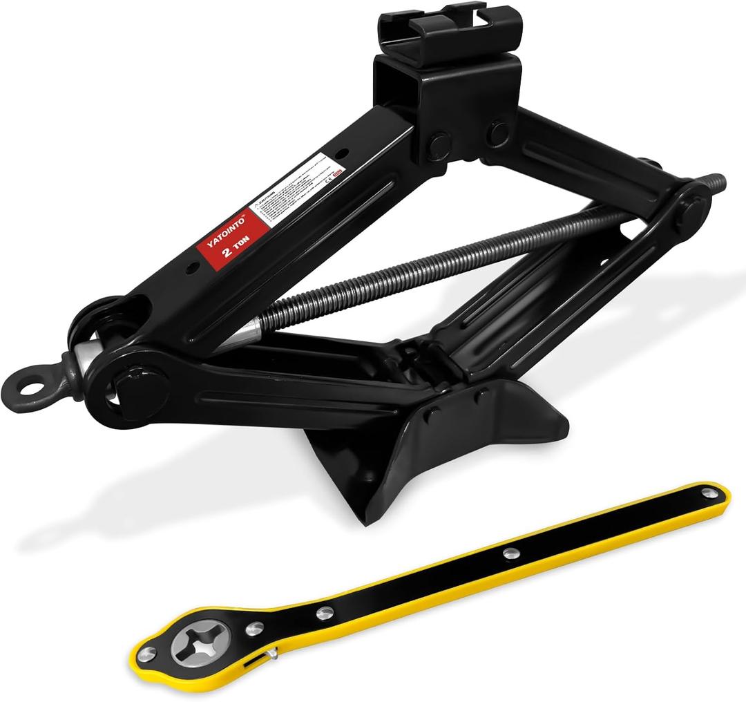 2 Ton/4400 LBS Scissor Jack | 2 PCS Car Jack Tire Changing Kit, Portable Tyre Changer Set Includes Black Scissor Jack, Ratchet Wrench