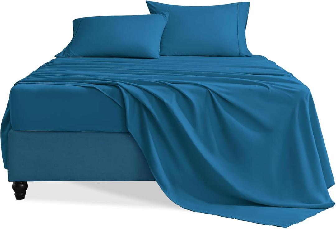 Swiftify Twin Sheets Set, 3 Pieces Hotel Luxury Soft Microfiber Bed Sheets Set, Up to 16" Deep Pockets, Oeko-Tex Sheets with Elastic, Breathable, Wrinkle Free (Peacock Blue,Twin)
