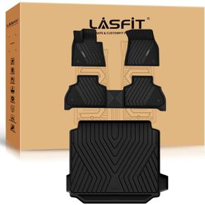 LASFIT Floor Mats&Trunk Mat Fit for BMW X5 2019-2024 2025 2026 40i/45e/50e/50i/M/M50i/M60i, All Weather TPE Custom Fit 1st&2nd Row Full Set Car Mats & Cargo Liner(Only for 5 Passengers), Black