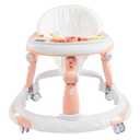 3 in 1 Baby Walker, Baby Walkers for Boys and Girls with Removable Footrest, Feeding Tray, Rocking Function & Music Tray(Without Battery), Foldable Activity Walker for Baby 6-18 Months (Pink)