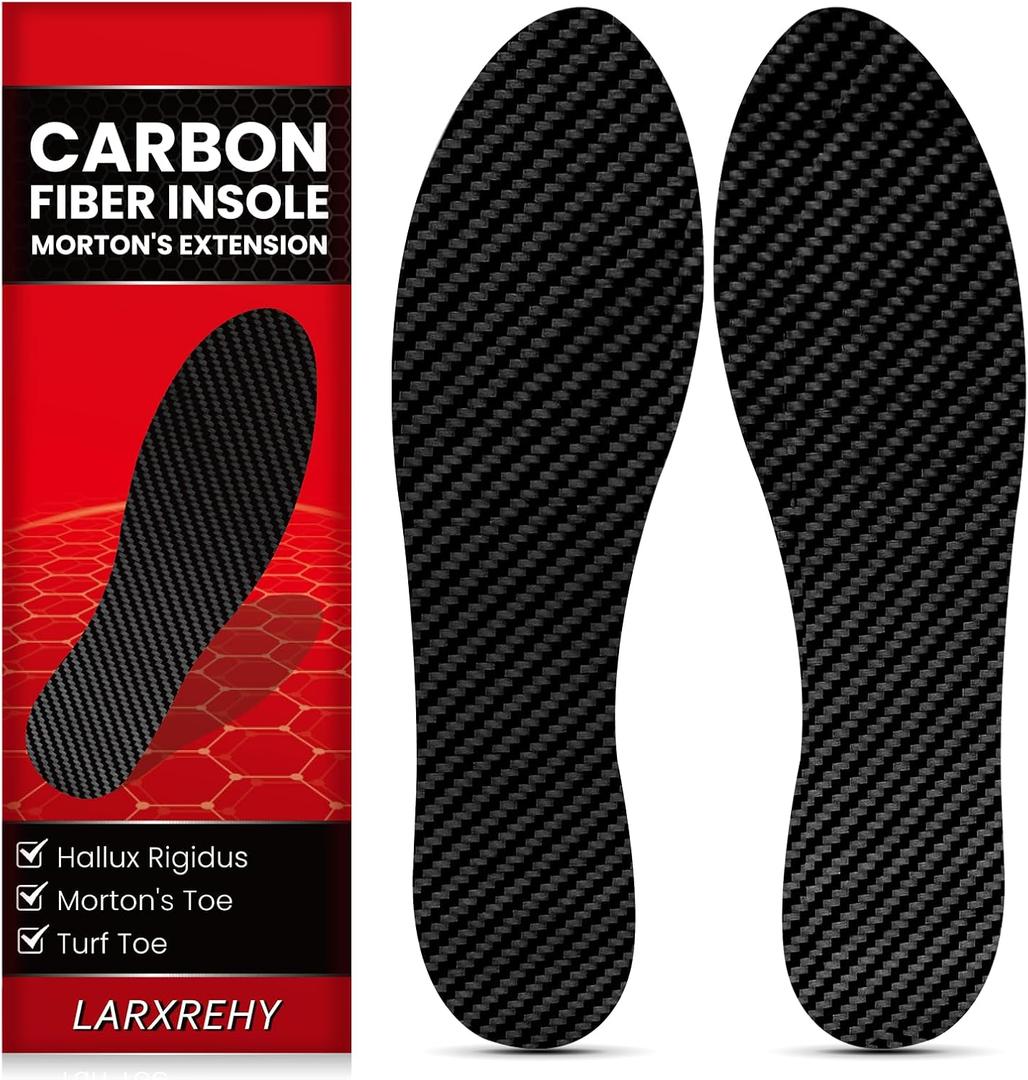 Carbon Fiber Insole for Men & Women 1 Pair: 1.5mm Thick Rigid Shoe Insert for Morton's Toe, Turf Toe, Hallux Rigidus & Arthritis - Alternative to Post Op Shoe(275mm)