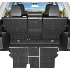 powoq 5 Seats Cargo Mat Compatible with 2010-2024 Toyota 4Runner Trunk Mat TPE Cargo Liner Trunk Liner Back Seat Protector Replacement for 2010-2024 Toyota 4Runner Accessories (Fit W/ and W/O Sliding Tray)