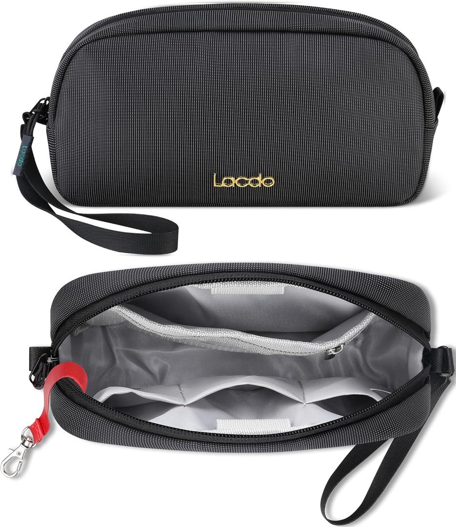 Lacdo Electronics Organizer Travel Case, Travel Bag Water Resistant Cable Organizer, Tech Accessories Pouch Carry Storage Bag for Charger, Cord, Hard Drive, Phone, Power Bank, Travel Essentials, Black