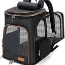 Lekereise Black Cat Backpack for Large Cats and Dogs Up to 20-25 Lbs Expandable Pet Carrier Backpack Dog Backpack with Safety Leash