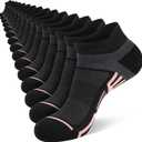 10/15 Pairs Womens Ankle Socks Lightweight Breathable Casual Low Cut Socks for Women With Heel Tab (Black) 6-10
