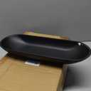 LIN CHUAN Large Decorative Bowl for Home Decor - Long Dough Bowl with Anti Slip Base for Table Centerpieces - Black Minimalist Design Dough Decor Bowl for Coffee Table, Dining Table Centerpiece
