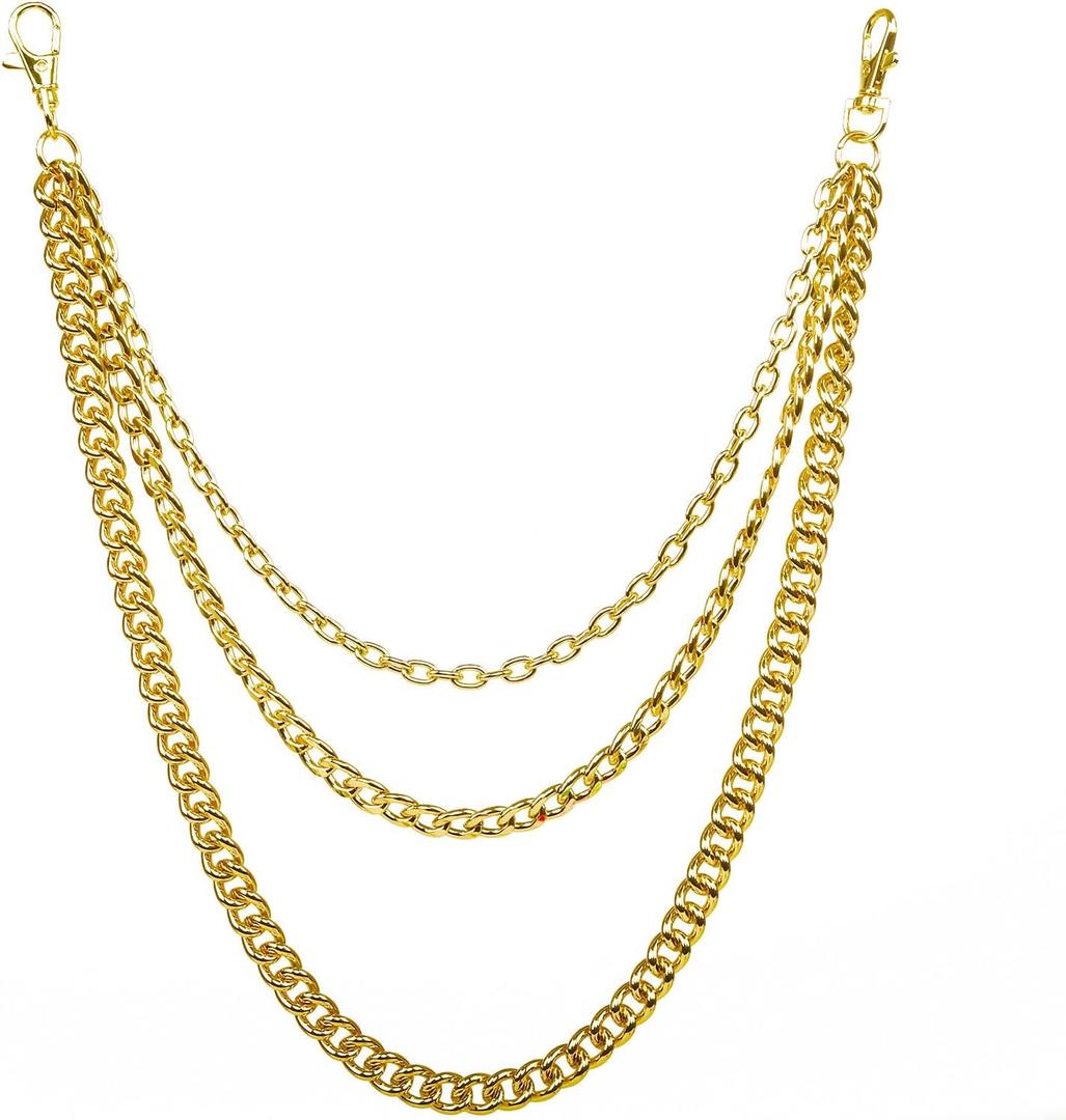 Lainrrew Trousers Chain, Pants Chain Belt Chain Wallet Chain Pocket Chain Hip Hop Punk Jeans Chain Key Chain Goth Accessories for Eboy Egirl Women Men (Gold)
