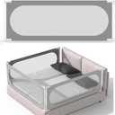 Baby Bed Rail with Safety Y-Strap Extra Long Twin Full Queen King Size Infants Toddlers Guardrail with Reinforce Anchor (Grey, 78 inch)