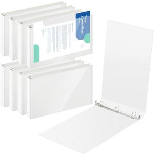 Humyoun 8 Pcs 11 x 17 Inch View Binders with Cover Pocket 1 Inch 3 Rings Heavy Duty View D Ring Binders Economy Holds 11" x 17" Paper for Artwork Blueprints, Office, Home, Work Places (White)