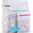 3 Pack 3 Size Durable Honeycomb Mesh Laundry Bags Set for Delicates with AUTO-Lock Zipper, Lingerie Bags for Washing Delicates, Laundry Bags Mesh Wash Bags, Delicates Laundry Bag (Large (1L), Medium (1M), Small (1S), White)