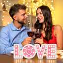 CRCZK Light UP Valentine's Day Wooden Love Sign, Valentines Day Love Letters Table Centerpieces, Sturdy Galentine's Day LOVE Sign, Valentine Decorations for Home Shelf Mantel Fireplace Tabletop, Party Supply