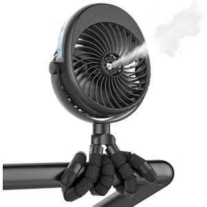 2026 Upgraded Misting Baby Stroller Fan Rechargeable, Flexible Tripod Clip for Car Seat Crib, Baby Shower Gifts & Baby Registry Search, Newborn Essentials for Beach Travel, Disney Summer Essentials, Small