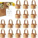 LemonRoad 20 Sets She's Fresh Off The Market Mini Wooden Woven Basket with Card Wood Mini Flower Fruit Picnic Chip Basket for Wedding Bridal Shower Birthday Baby Shower Favor Gift(Small)