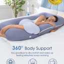 QUEEN ROSE Pregnancy Pillow, U Shaped Full Body Pillows for Sleeping Support, 55 Inch Maternity Pillow for Pregnant Women with Cooling Silky Cover, Blue