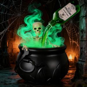 Halloween Decorations Indoor - DIY Floating Potion Set with Witch's Cauldron & Mist Maker - Vintage Black Plastic Bowl for Spooky Hocus Pocus Party Decor - Perfect for Home, Table, Mantel & Kitchen