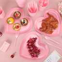 SiliFine 60 Pcs Valentines Day Party Supplies Bulk Serves 10 Plastic Dinnerware Set Disposable Plates Napkins Cups Spoons Forks Knives for Valentine's Party Decorations (Pink)