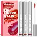 Lip Stain Peel Off (3 Count), Long Lasting Peel Off Lip Liner, Waterproof & Transfer-Proof Tattoo Lip Tint, Non-Drying, Smudge Proof, Matte Finish for All Skin Types (Rose/Cocoa/Mauve)