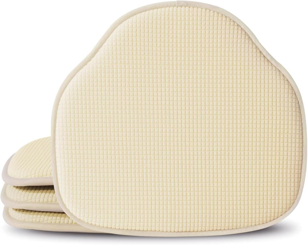 Shinnwa Windsor Chair Cushions 4 Pack, Non Slip Kitchen Seat Cushion, Farmhouse Chair Pads for Dining Room, Set of 4, 17 x 15.5 inches, Beige (Cream)