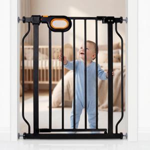 Small Narrow Baby Gate for Stairs 23.8-28.3 Inch Wide Narrow Dog gate No Drilling with Walk-Through Door,Black