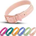 Wisedog Waterproof Dog Collar: Multiple Adjust 7" to 23.6", Soft Rubber Coated Webbing, Easy to Clean, for Small Medium Large Dogs (S|8.5"-12.5"  4/5 in, Gossamer Pink)