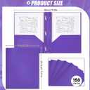 Yeaqee 150 Pack Plastic Folders with Prongs Heavy Duty Plastic 2 Pocket Folder with 3 Prongs, Business Card Slot for Back to School Office Home 11.6 x 9.5 Inch (Purple)