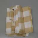 3 Pc Cotton Classic Country Farmhouse Kitchen Window Curtain -Beige & White Buffalo Check Tier & Valance Set, 54" x 18" / 27" x 36"