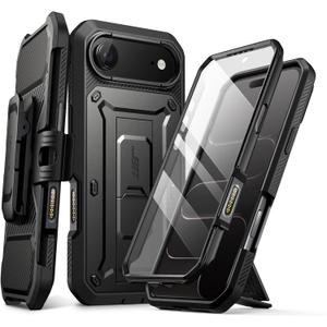 SUPCASE for iPhone Air Case with Camera Control Button (Unicorn Beetle Pro), [Built-in Kickstand & Screen Protector] [Military-Grade Protection] Heavy Duty Rugged Phone Case for iPhone 17 Air, Black