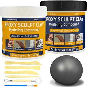 Epoxy Clay, 2lb Epoxy Sculpt Modeling Clay High Adhesive Pool Putty for Leaks Underwater Self-Hardening AB Modeling Compound DIY Magic Sculpt Paste for Sculpting Repairing Filling Natural