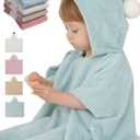 Konny Baby Hooded Towel Rayon from Bamboo Cotton Baby Bath Beach Towel Hooded Poncho, Oeko-TEX, Ultra Soft & Quick-Dry, Newborn Boys Girls Toddler (Mint, Small)