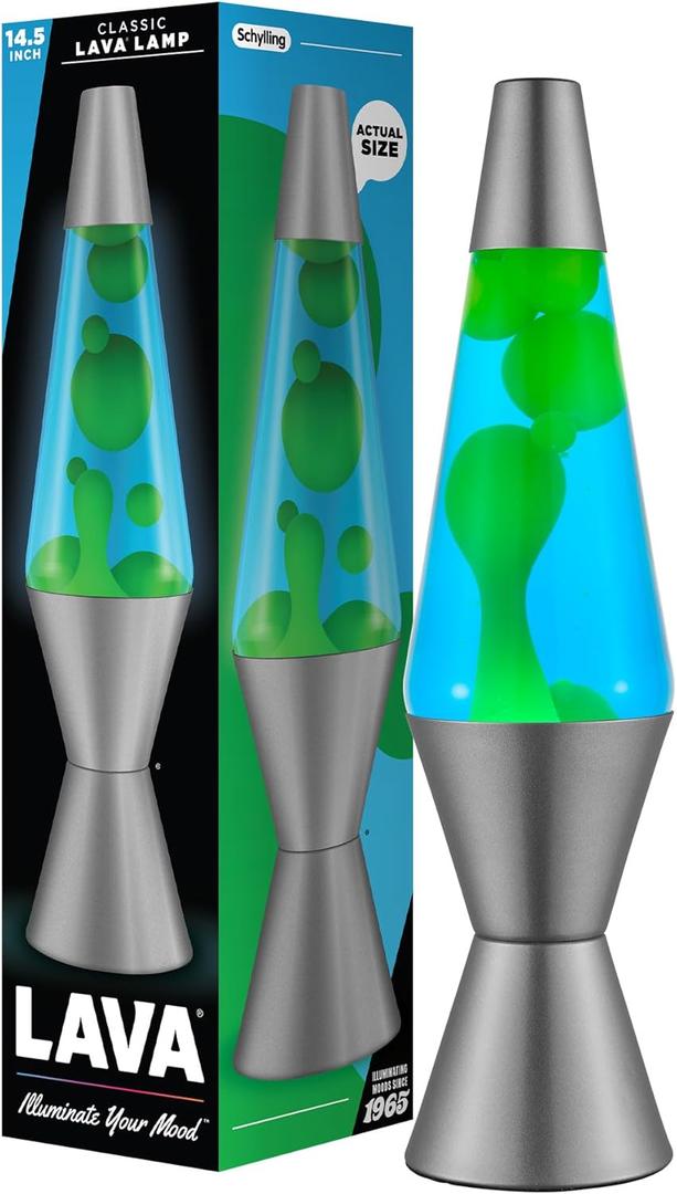 Lava Lamp - 14.5" Deep Ocean - The Original Motion Light - Yellow/Green Wax and Blue Liquid - Item #2634 