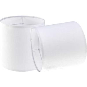 Set of 2 White Tall Linen Drum Lamp Shades Modern Lamp Shade 9.8" Top x 9.8" Bottom x 10.8" High (Spider) Medium Lampshade for Table & Beside Lamp - Lampshades Replacement By GO&SO