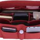 ZTUJO Purse Organizer Insert, Felt Bag Organizer For Handbag, 13 Colors, 6 Sizes (Slender Large, Red)