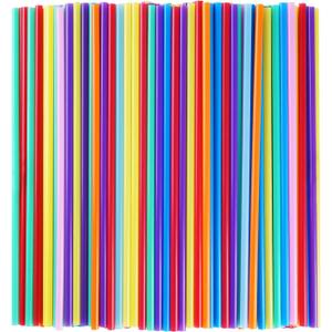 300 Pcs Colorful Plastic Long Disposable Drinking Straws. (0.23''diameter and 10.2"long)
