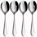 4-Piece Serving Spoon Set - Includes 2 Serving Spoons and 2 Slotted Spoons, Large Cutlery for Catering Buffet, Mirror Polished, Dishwasher Safe, 8.7 Inches (Sliver)