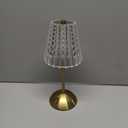 Nusogon Cordless Touch Table Lamp, 3500mAh LED Rechargeable Small Dask Lamp, 3 Colors Dimmable Battery Operated Crysta Lamp for Bedroom Restaurant Kitchen Home Decor, Gold