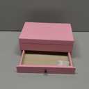 Meangood Jewelry Box Organizer for Women, 2 Layer Large Jewelry Storage Case, Rustic Wooden Jewelry Box with Mirror & Ring Tray for Necklace Earring Bracelets Rings, Vintage Style (Pink)