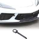 Front Bumper Tow Hook Compatible with Chevrolet Corvette C8 2020-2026, Race Style Front Tow Hook O-Ring, Exterior Tow Hook Trailer Hitch Accessories (Black)