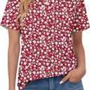 Women's Summer T-Shirt, Large, Red flowers.
