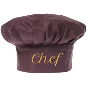 Chef Hat - Embroidered with Chef Lettering, Black & White, Male & Female (Coffee-colored)