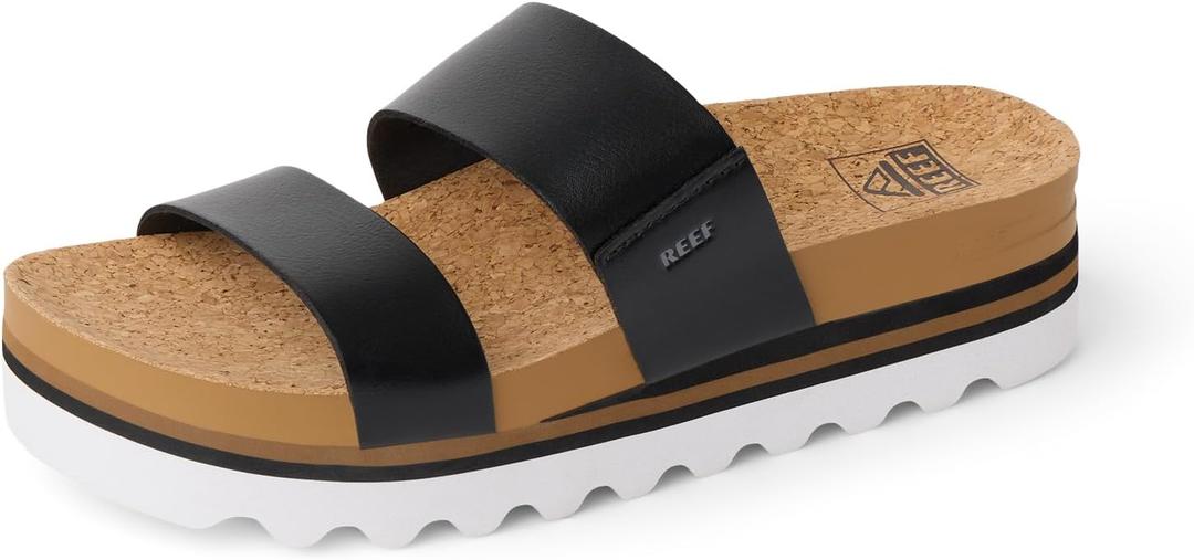 Reef Cushion Vista Hi Womens Platform Fashion Sandal, Arch Support, Ultra Soft Cushion Footbed (Black, 9 M)