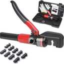 Upgraded Hydraulic Crimping Tool for 1/8" 3/16" Stainless Steel Cable Railing Kits, Hand Hydraulic Crimper with Return Spring, Reinforced Unbreakable Head and 9 Pairs Black Oxide Coated Dies