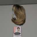 RENERSHOW Layered Blonde Bob Wigs for White Women with Bangs Straight Short Hair Wig Synthetic Ombre Blonde Highlight Bobo Haircuts 12inch Average Size Natural Daily Party Wig