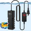 AquaMiracle 50W Submersible Aquarium Heater with LED Digital Display Thermostat, Fish Tank Heater Turtle Heater with Protective Housing, for Tanks 5-10 Gallons