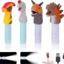 4 Pack Small Mini Cute Kids Flashlight, Rechargeable Dinosaur Flashlights for Boys Girls,Christmas Gifts Stocking Stuffers, Dinosaur 4Pack