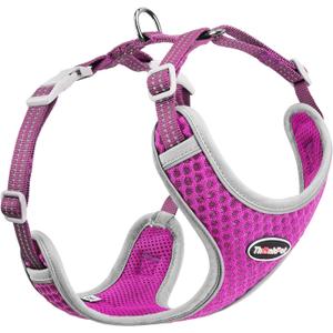 ThinkPet Reflective Breathable Soft Air Mesh No Pull Puppy Choke Free Over Head Vest Ventilation Harness for Dogs and Cats (Purple,Small)