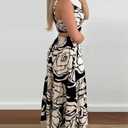 CHICME Summer Dresses for Women 2026 Sleeveless Casual Boho Maxi Dress Square Neck Cut Out Floral A Line Dress (Beige, L)