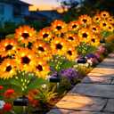 Solar Garden Lights Outdoor, 4 Pack Solar Sunflower Lights with 18 Head 3.4 Inch Flowers, Waterproof Flowers Light Fall Decor Auto ON/Off for Garden Yard Patio Backyard, Gifts for Mom Women