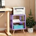 Aenuert Night Stand, Purple Nightstand, Modern End Table with Open Storage, 2-Tier Wooden Bedside Table for Small Space, Living Room, Bedroom
