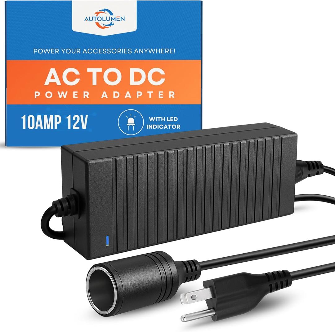 Reliable AC to DC Converter & 12v Power Supply (10A 120W) - Stop Failing Wall Plug Adapter - Safely Power Car Fridge - 110V/240V Input - Short Circuit Protected Cigarette Lighter Adapter