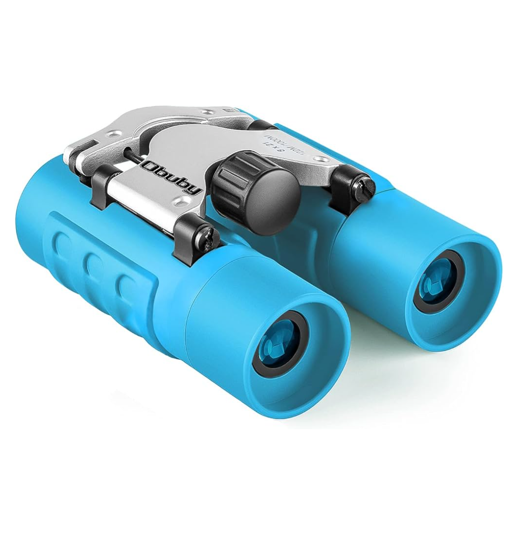 Real Binoculars for Kids Gifts for 3-12 Years Boys Girls 8x21 High-Resolution Optics Compact Toy Binocular for Bird Watching,Travel, Camping, Sky Blue